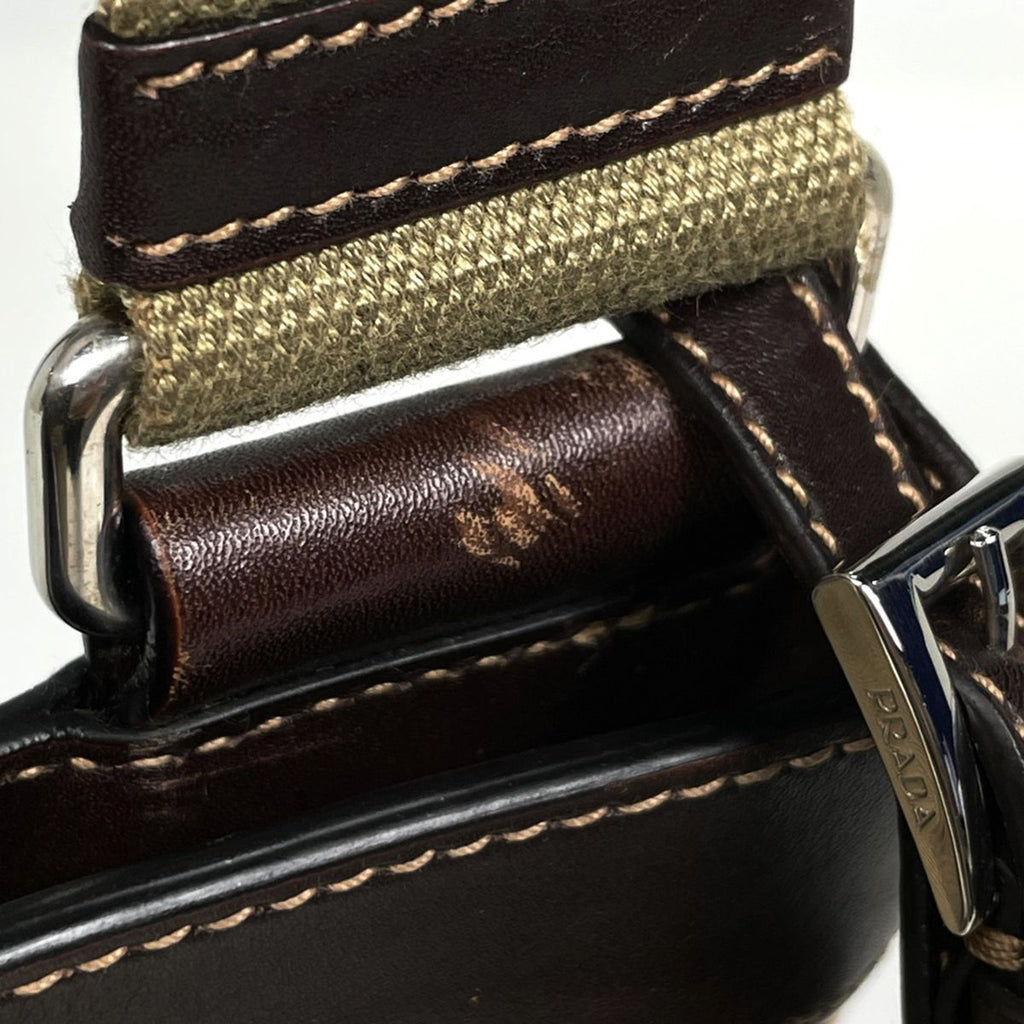 Prada Shoulder Bag Logo Jacquard Canvas Beige Brown — view 4