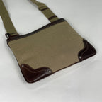 Prada Shoulder Bag Logo Jacquard Canvas Beige Brown — view 2