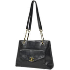 Chanel Tote Bag CC Logo Leather Black
