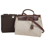 Hermes Herbag PM 2-Way Shoulder Bag Toile Ash Natural Brown