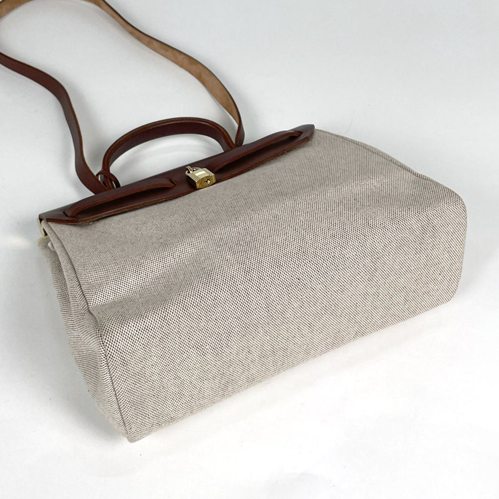 Hermes Herbag PM 2-Way Shoulder Bag Toile Ash Natural Brown — view 2