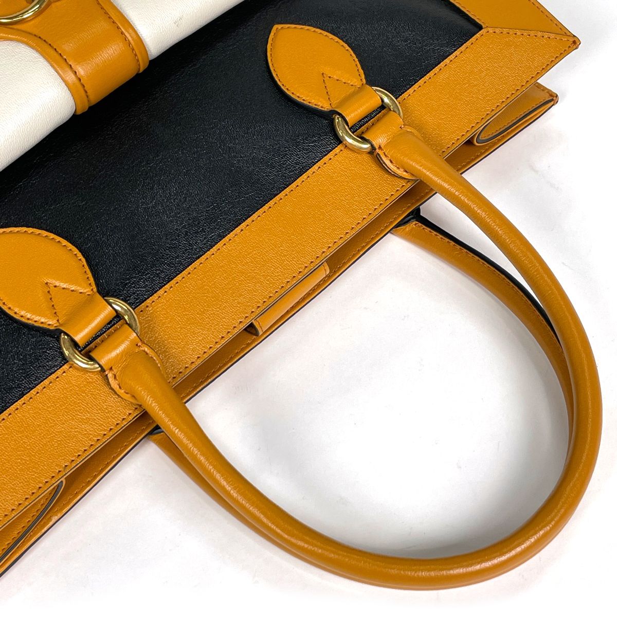 Gucci Tote Bag GG Marmont 2-Way Leather Yellow Black White — view 5