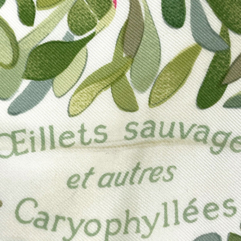 Hermes Carre 90 Oeillets Sauvages Et Autres Caryophyllees Scarf Wild Carnations — view 4
