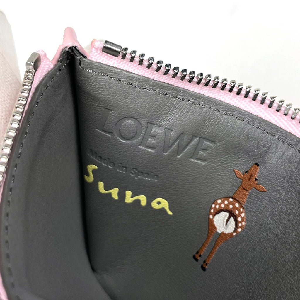 Loewe Deer Coin Card Holder Case Snafji Taco Collaboration Calf Leather Blossom — view 5
