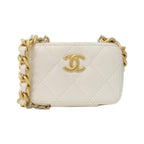 Chanel Chain Clutch White