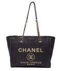 Chanel Tote Bag Shoulder Gold Mixed Fiber Deauville MM