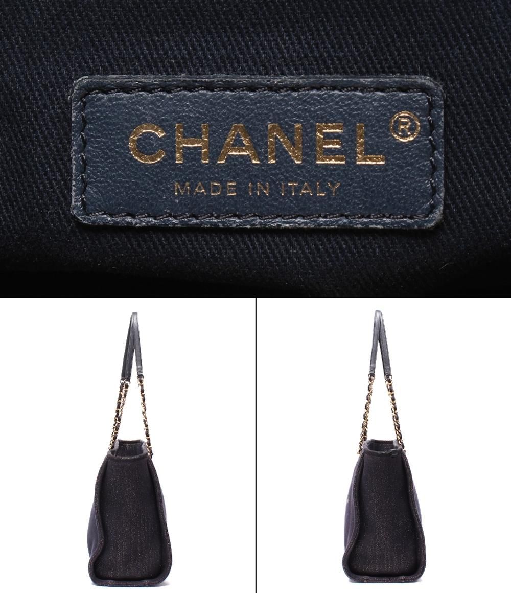 Chanel Tote Bag Shoulder Gold Mixed Fiber Deauville MM — view 4