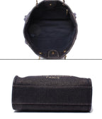 Chanel Tote Bag Shoulder Gold Mixed Fiber Deauville MM — view 3