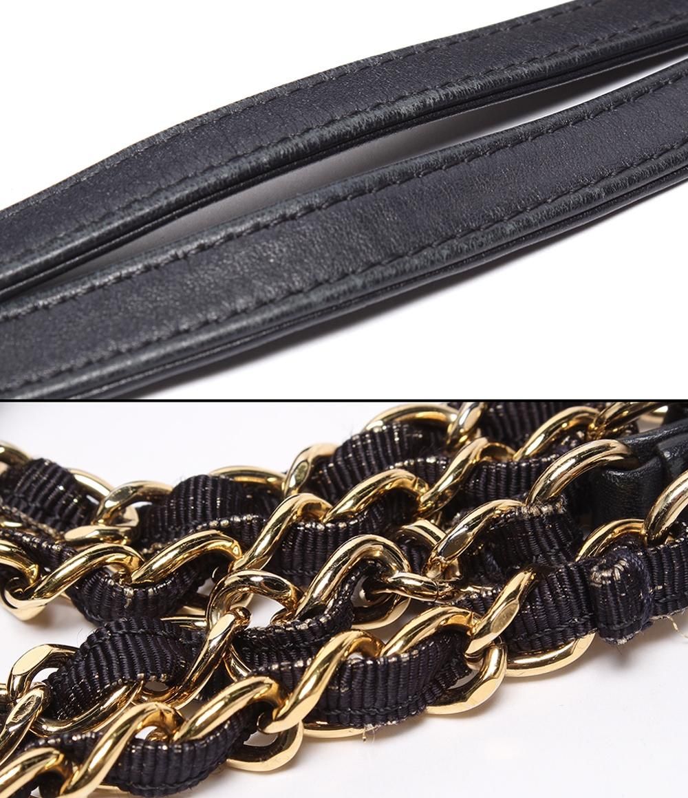Chanel Tote Bag Shoulder Gold Mixed Fiber Deauville MM — view 8