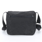 Prada Tessuto Nylon Triangle Logo Leather Shoulder Bag Crossbody Black — view 3