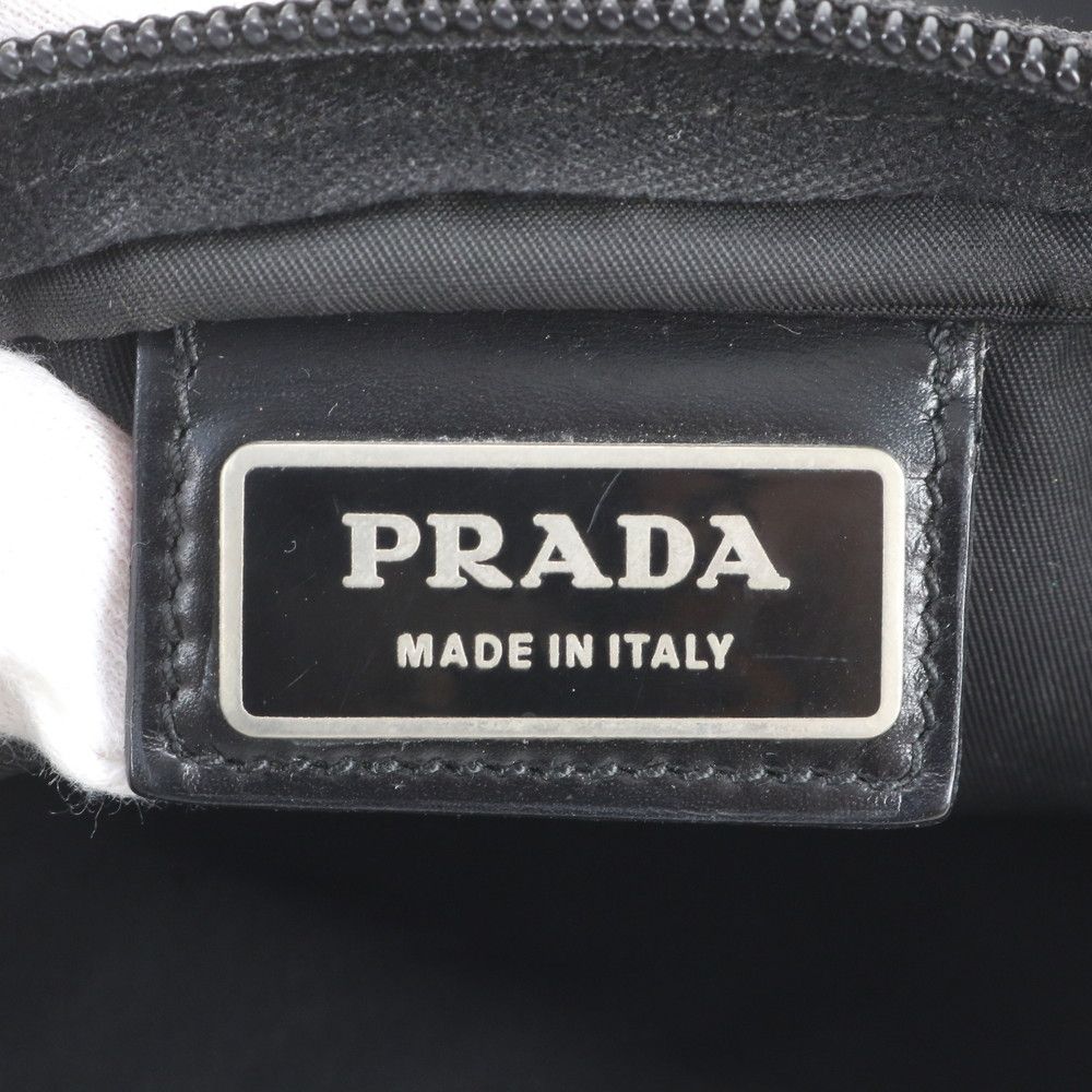 Prada Tessuto Nylon Triangle Logo Leather Shoulder Bag Crossbody Messenger — view 8