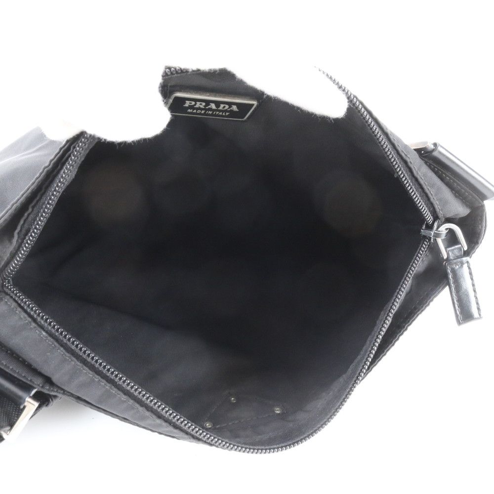 Prada Tessuto Nylon Triangle Logo Leather Shoulder Bag Crossbody Messenger — view 7