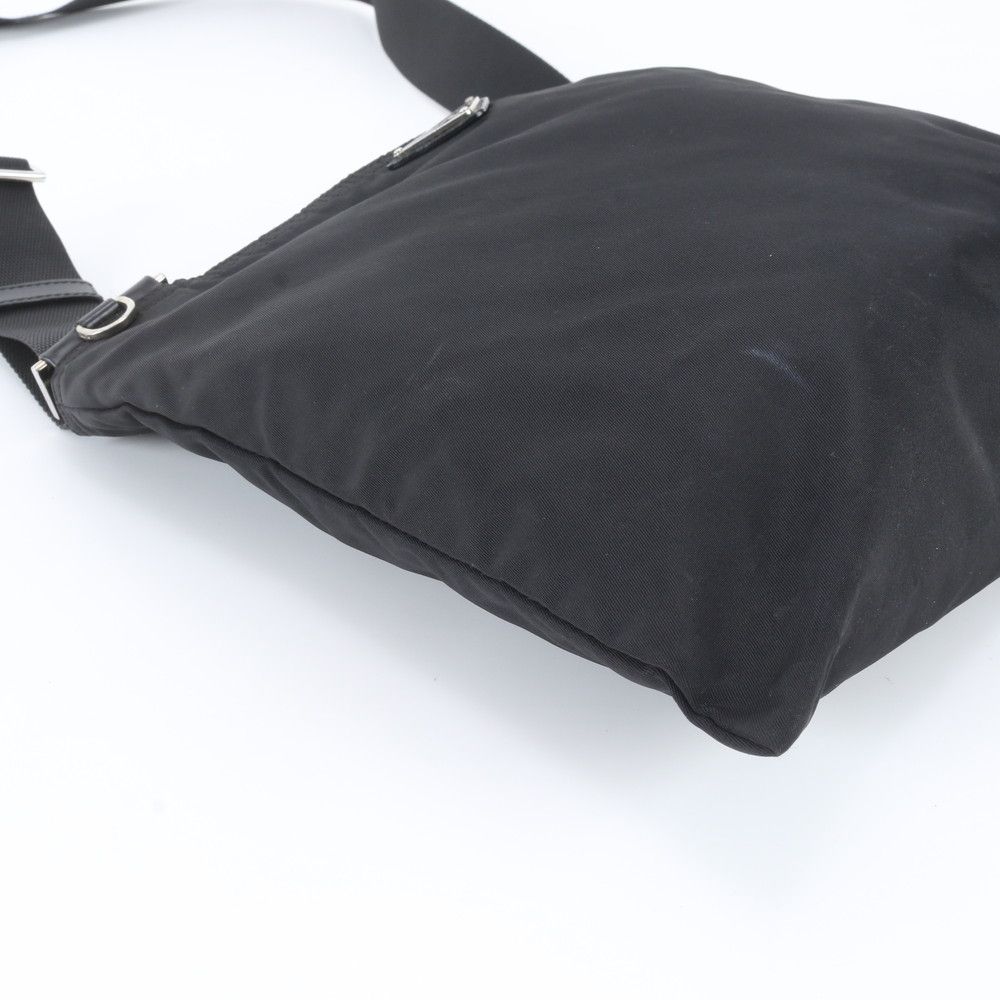 Prada Tessuto Nylon Triangle Logo Leather Shoulder Bag Crossbody Messenger — view 6