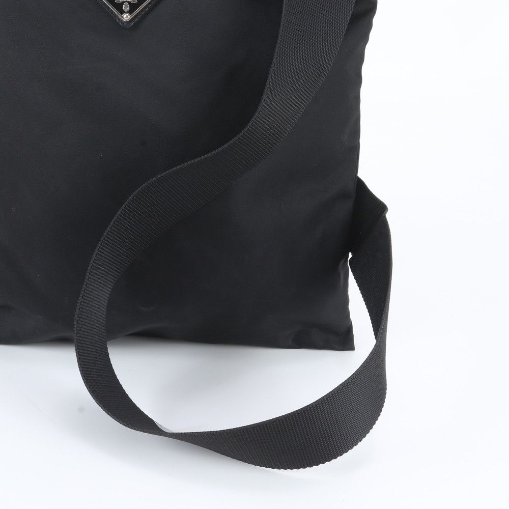 Prada Tessuto Nylon Triangle Logo Leather Shoulder Bag Crossbody Messenger — view 2