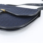 Dior Trotter Leather Canvas Shoulder Bag Crossbody Navy — view 4