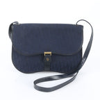 Dior Trotter Leather Canvas Shoulder Bag Crossbody Navy