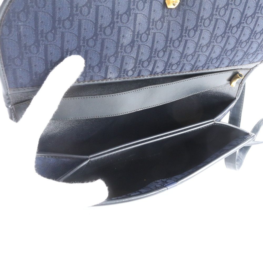 Dior Trotter Leather Canvas Shoulder Bag Crossbody Navy — view 7
