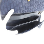 Dior Trotter Leather Canvas Shoulder Bag Crossbody Navy — view 7