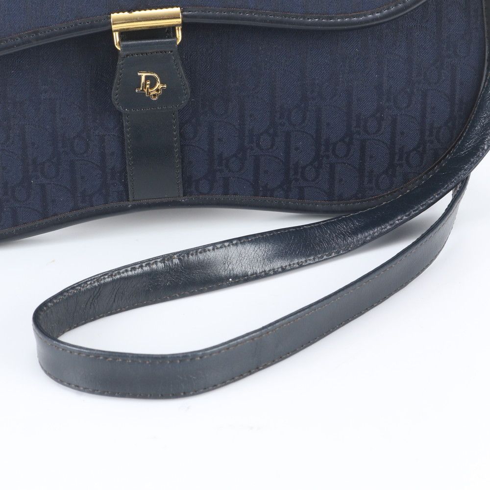 Dior Trotter Leather Canvas Shoulder Bag Crossbody Navy — view 2