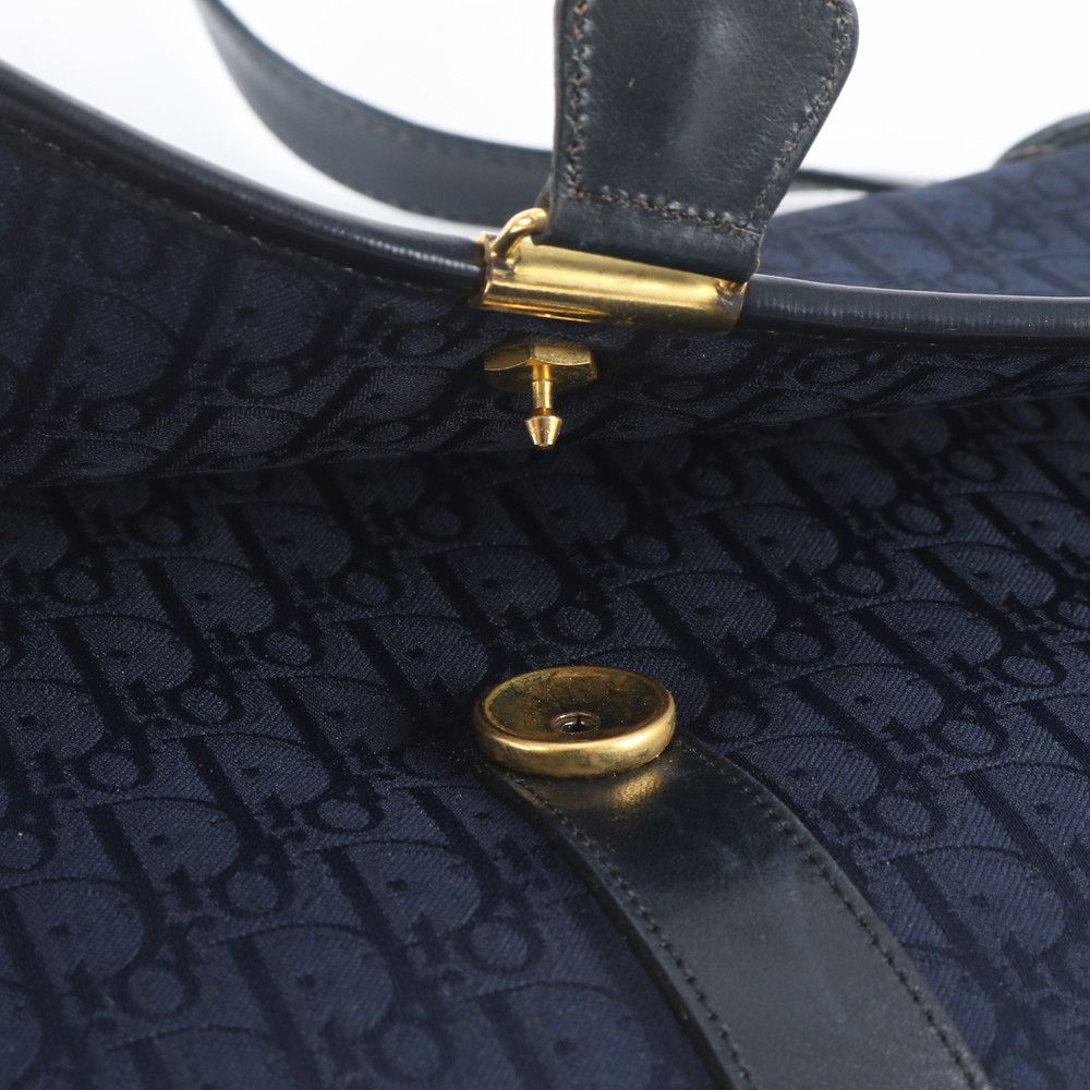 Dior Trotter Leather Canvas Shoulder Bag Crossbody Navy — view 8