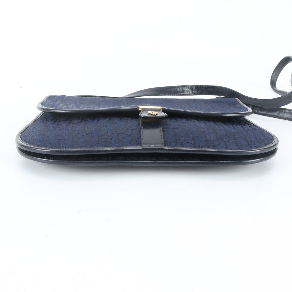Dior Trotter Leather Canvas Shoulder Bag Crossbody Navy — view 5