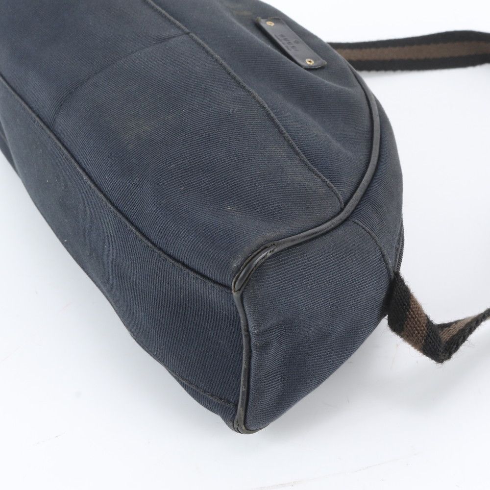 Gucci Leather Canvas Shoulder Bag Hand — view 4