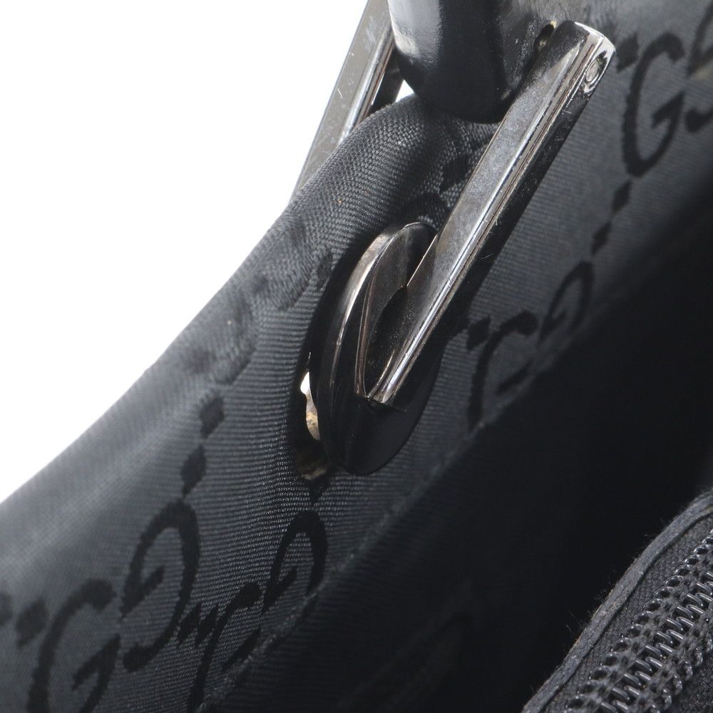 Gucci Bamboo GG Nylon 002 Leather Handbag Tote Black — view 8