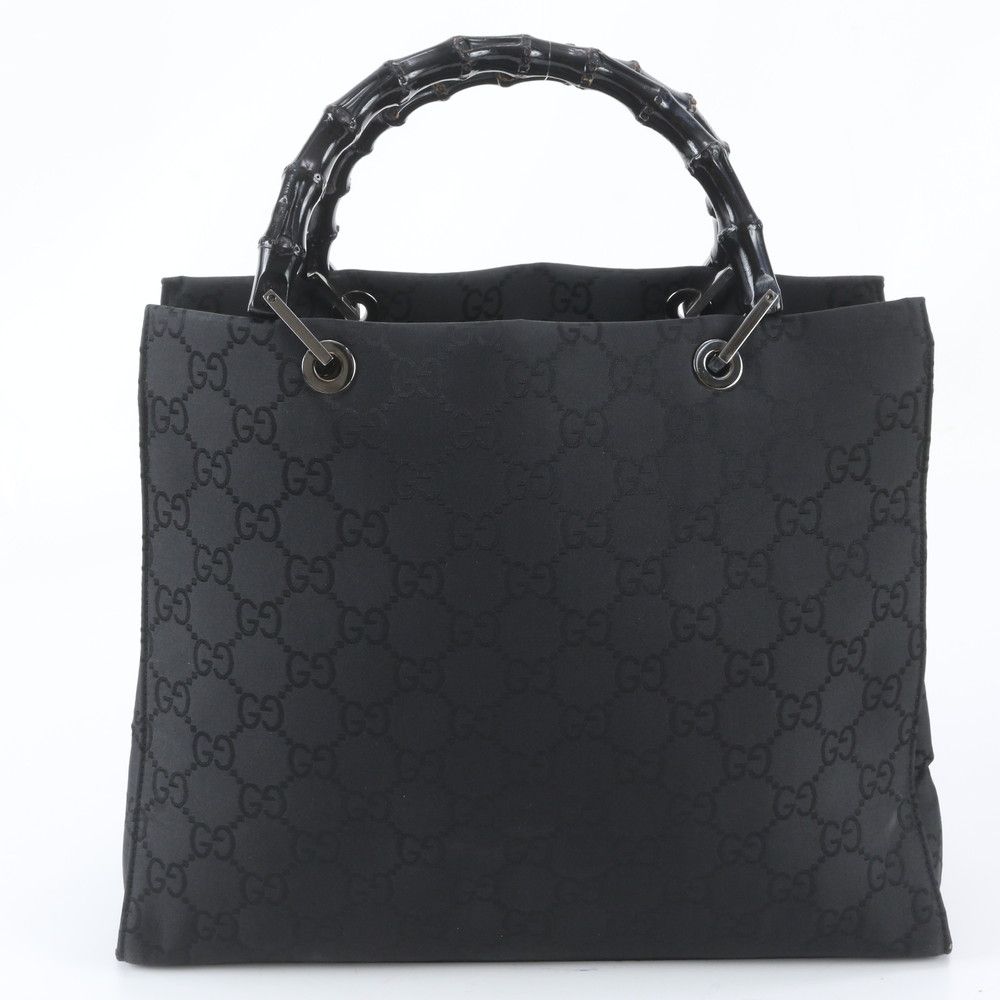 Gucci Bamboo GG Nylon 002 Leather Handbag Tote Black — view 3