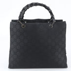 Gucci Bamboo GG Nylon 002 Leather Handbag Tote Black — view 3
