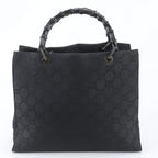 Gucci Bamboo GG Nylon 002 Leather Handbag Tote Black