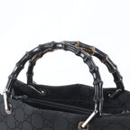 Gucci Bamboo GG Nylon 002 Leather Handbag Tote Black — view 2