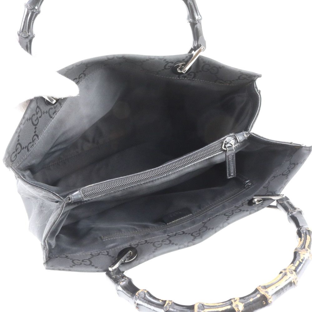 Gucci Bamboo GG Nylon 002 Leather Handbag Tote Black — view 7