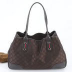 Gucci Sherry Line GG Nylon Leather Tote Shoulder Hand Bag