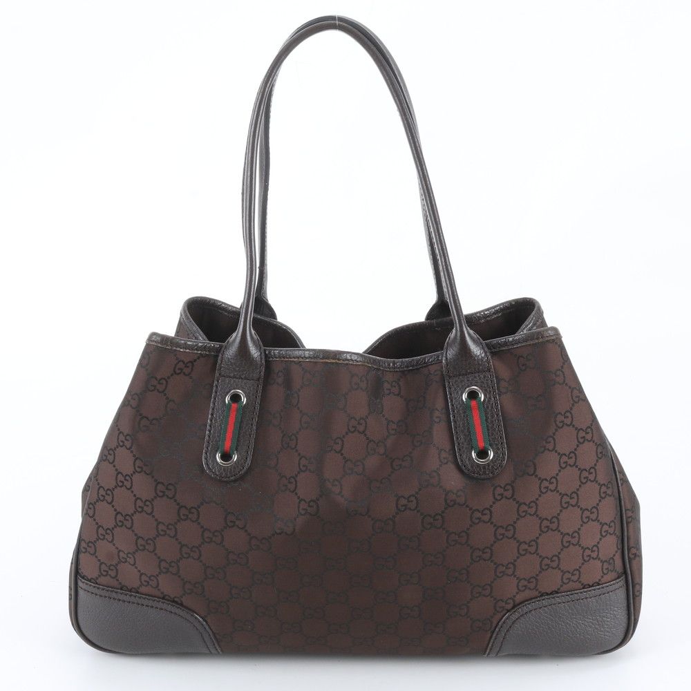 Gucci Sherry Line GG Nylon Leather Tote Shoulder Hand Bag — view 3