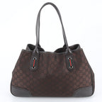 Gucci Sherry Line GG Nylon Leather Tote Shoulder Hand Bag — view 3