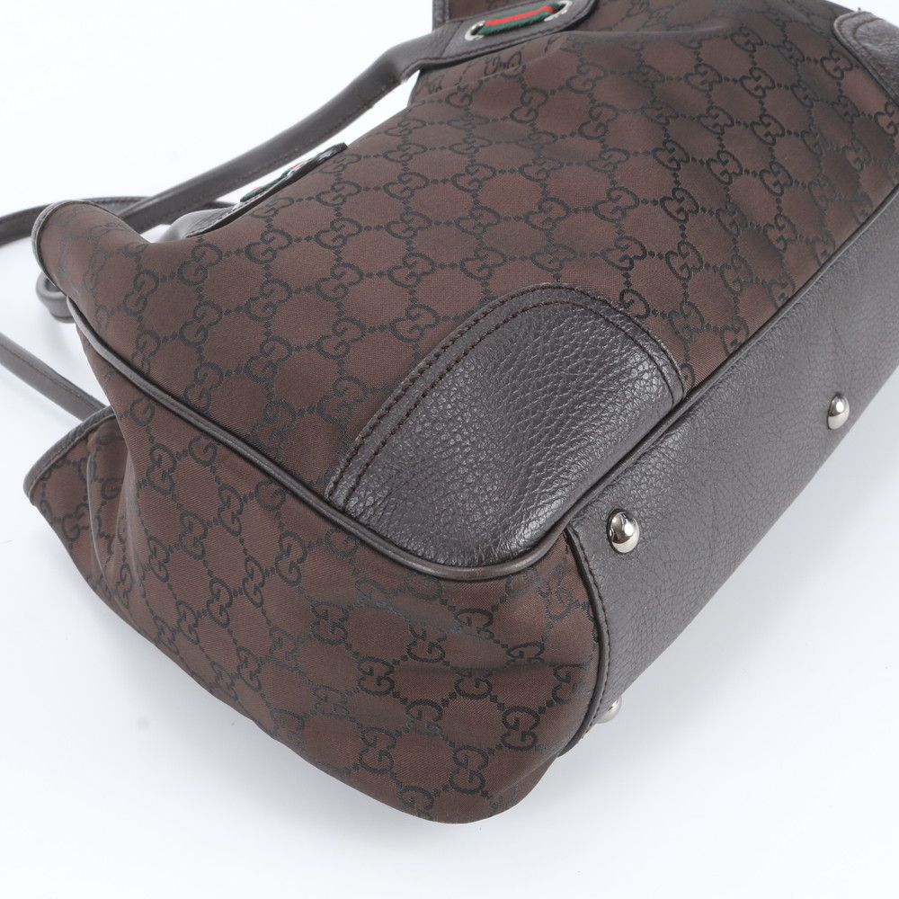 Gucci Sherry Line GG Nylon Leather Tote Shoulder Hand Bag — view 5