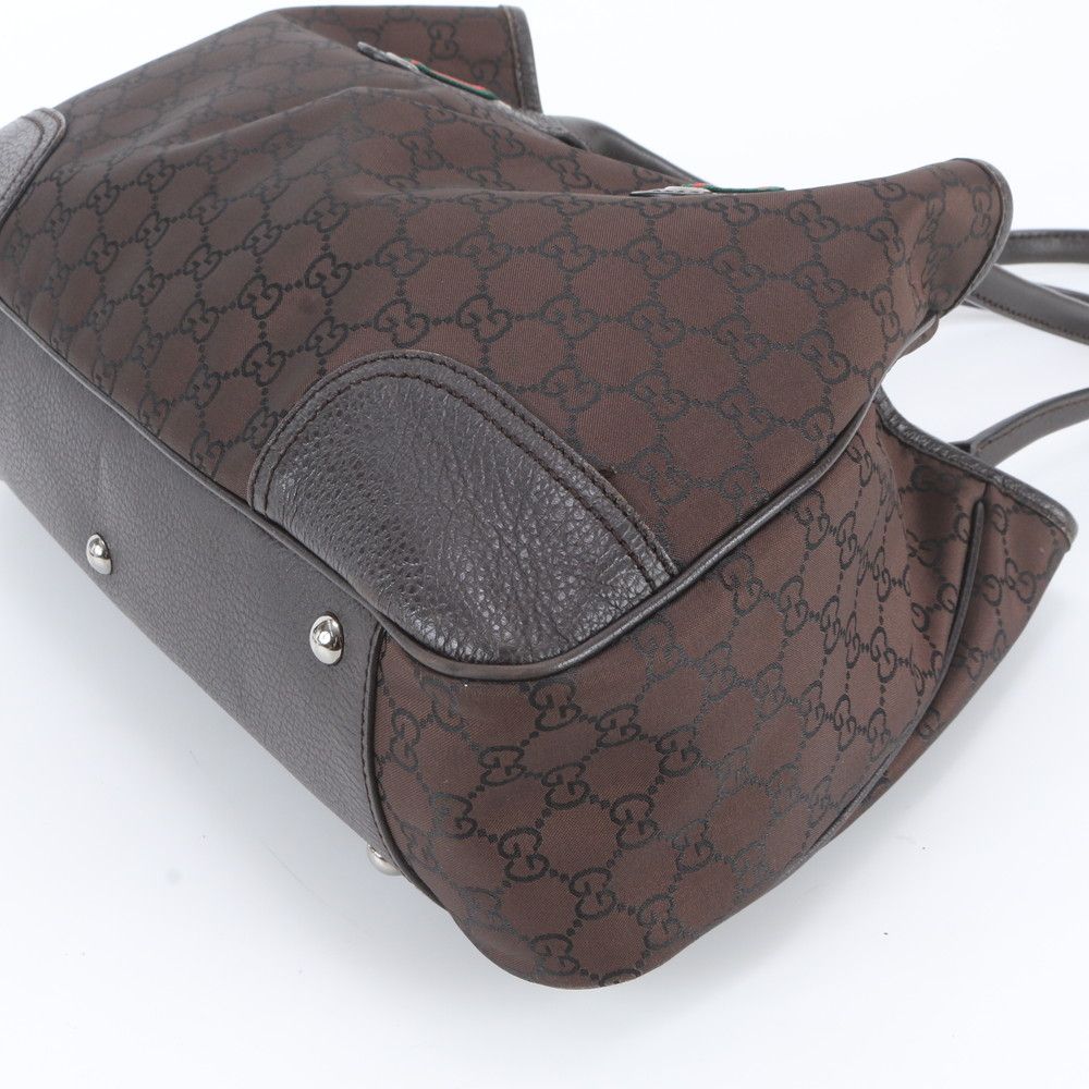 Gucci Sherry Line GG Nylon Leather Tote Shoulder Hand Bag — view 4