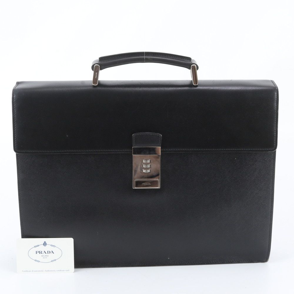 Prada Included Saffiano Leather Business Briefcase Tote Bag