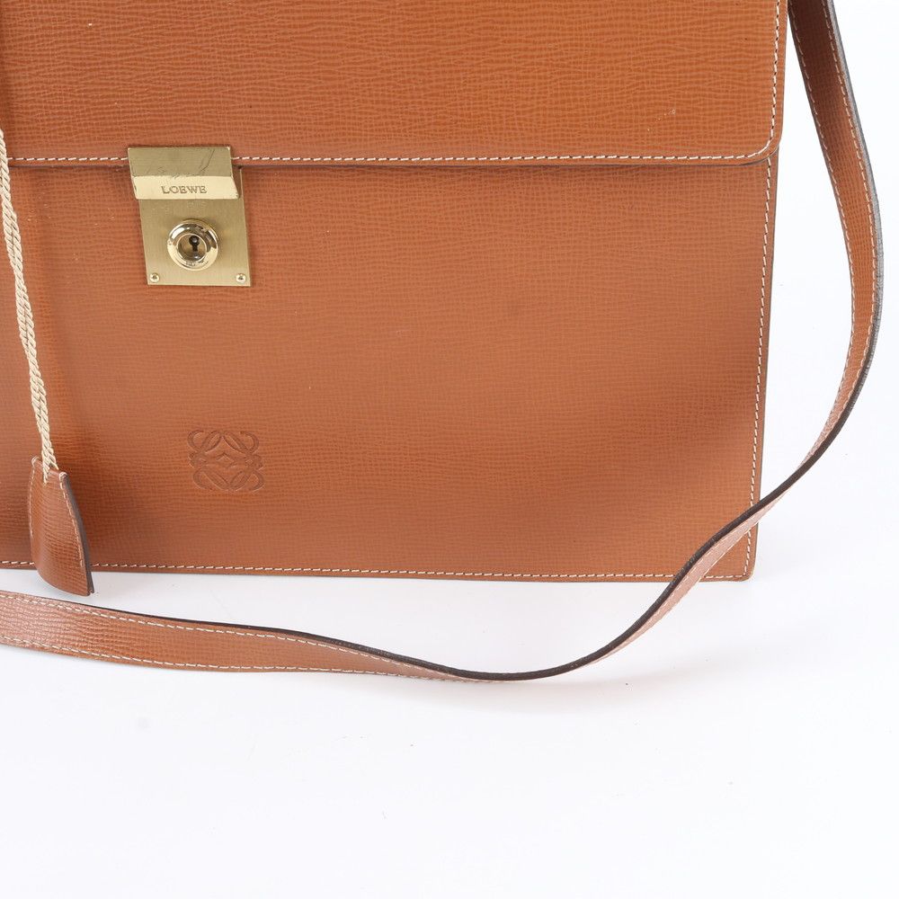 Loewe Anagram Leather 2-Way Business Shoulder Document Briefcase Tote Bag — view 3