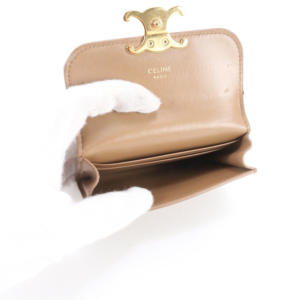 Celine Card Holder Leather Case with Triomphe Flap Business — view 6