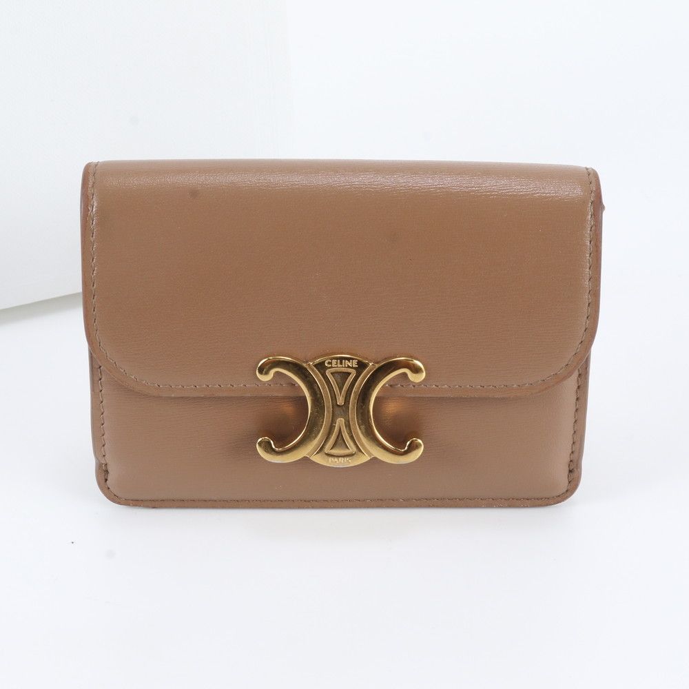 Celine Card Holder Leather Case with Triomphe Flap Business