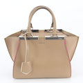 Fendi Petit Leather Handbag Tote Brown