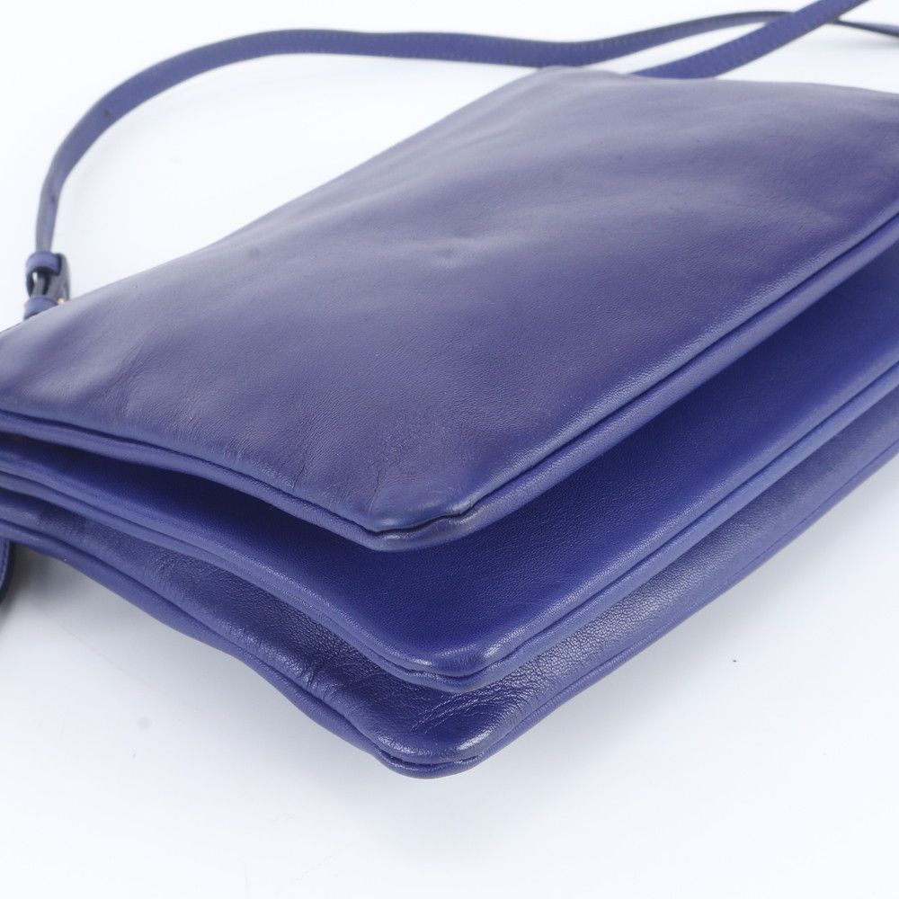 Celine Trio Large Leather Shoulder Bag Crossbody Navy Hand Tote — view 5