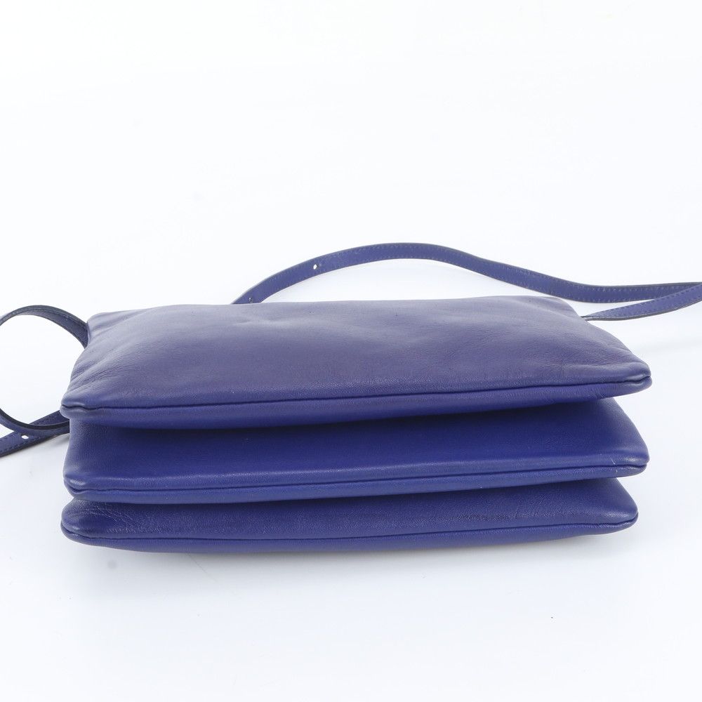 Celine Trio Large Leather Shoulder Bag Crossbody Navy Hand Tote — view 6