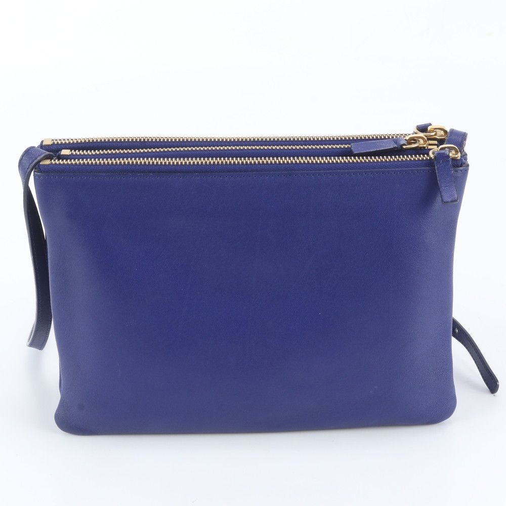 Celine Trio Large Leather Shoulder Bag Crossbody Navy Hand Tote — view 3