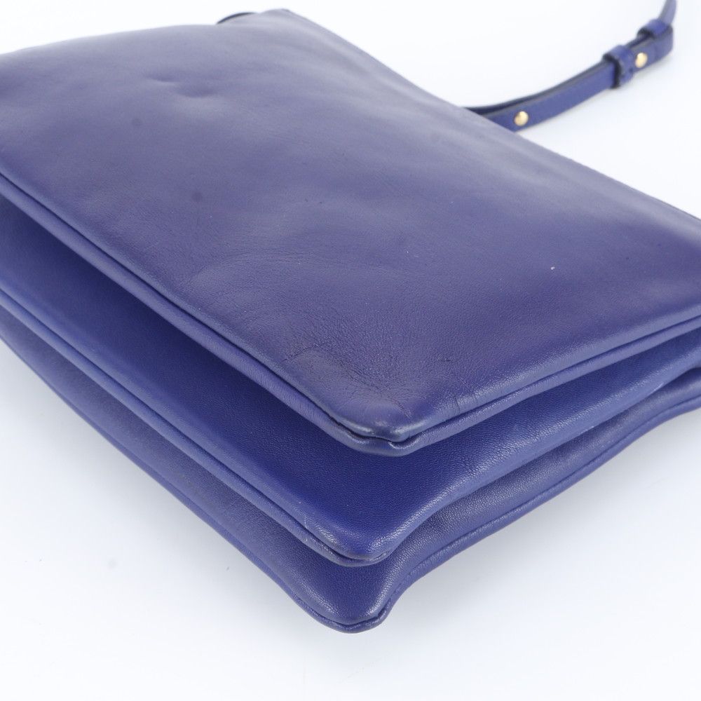 Celine Trio Large Leather Shoulder Bag Crossbody Navy Hand Tote — view 4