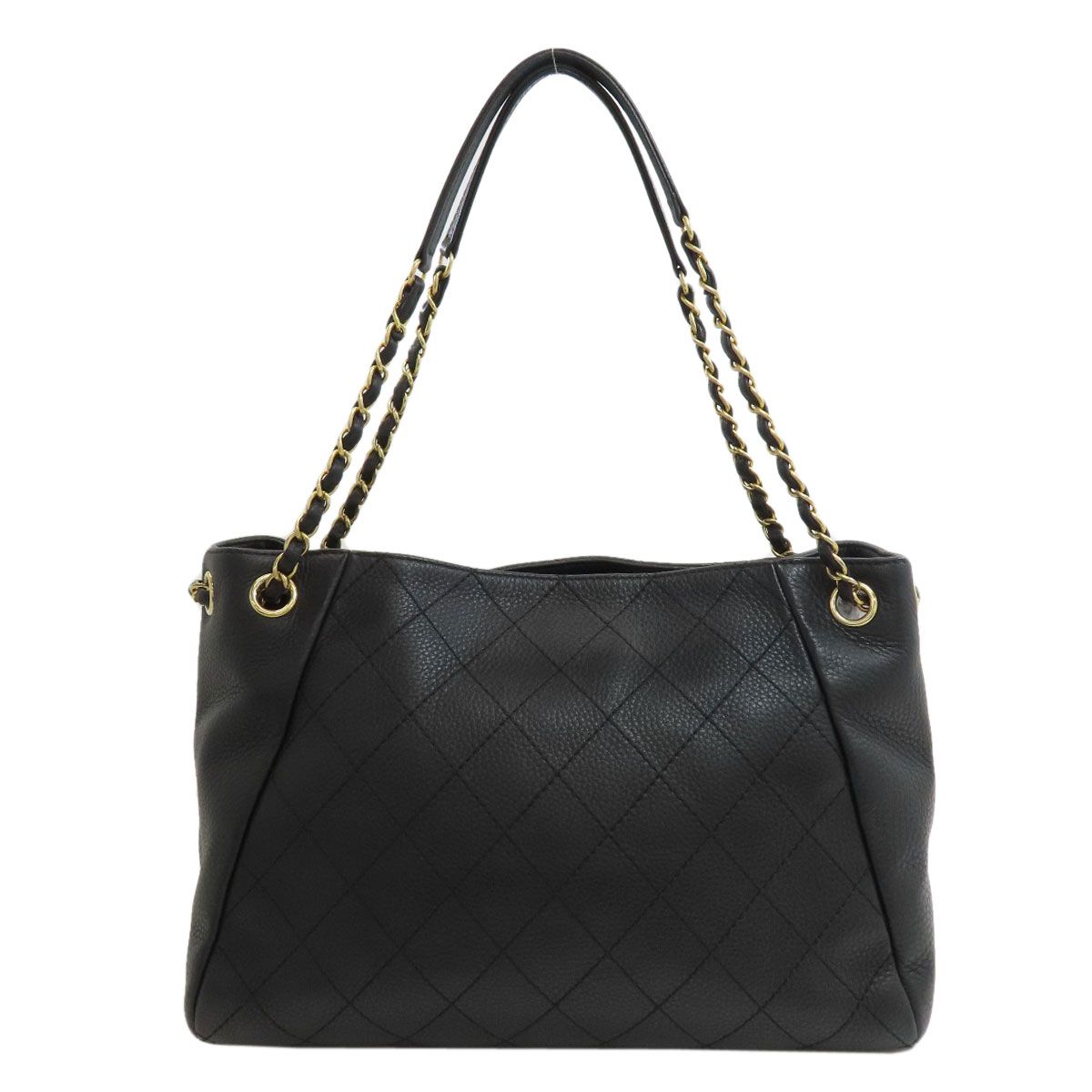 Chanel Quilted Chain Tote Bag Gold Calfskin — view 2