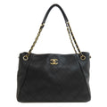 Chanel Quilted Chain Tote Bag Gold Calfskin