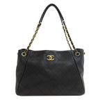 Chanel Quilted Chain Tote Bag Gold Calfskin