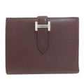 Hermes Bearn Compact Silver Bifold Wallet with Coin Pocket Chevre